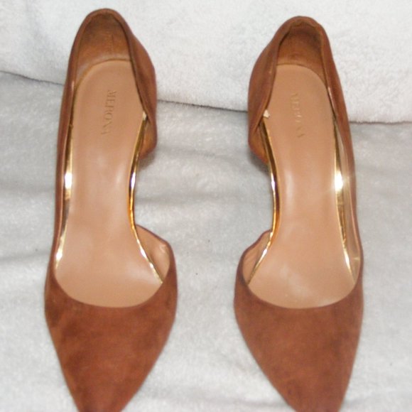 BROWN SUEDE POINTY TOE HEELS - Picture 3 of 9